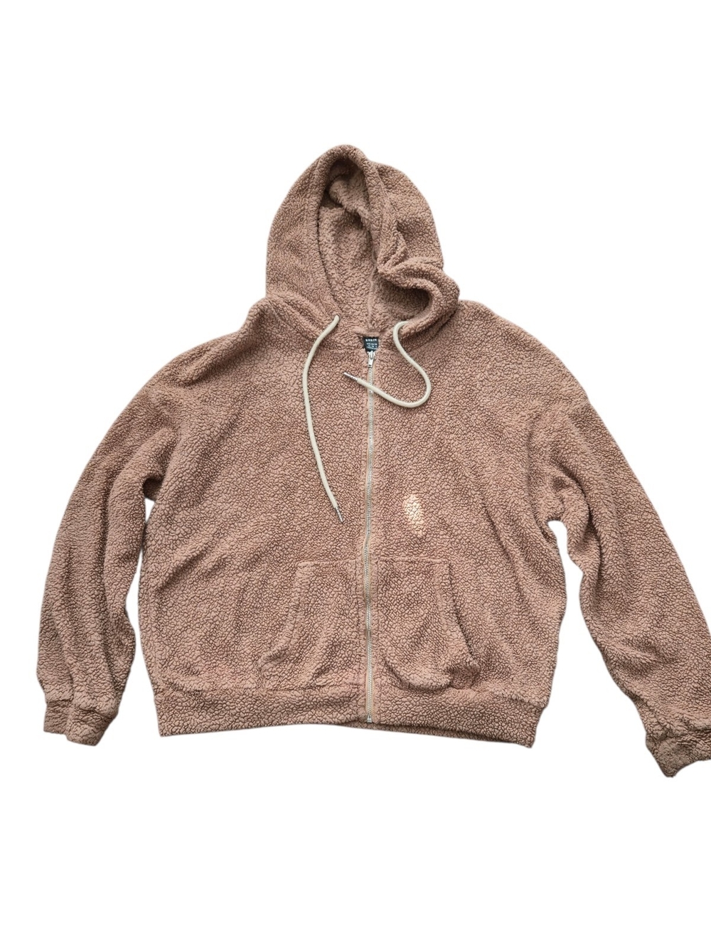 Shein Cozy Teddy Sherpa Zip Hoodie In Brown - Medium